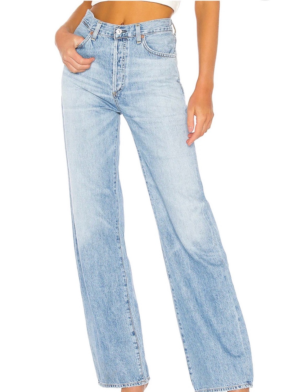 Citizens Of Humanity Light Blue High-Rise Wide Leg Jeans Annina